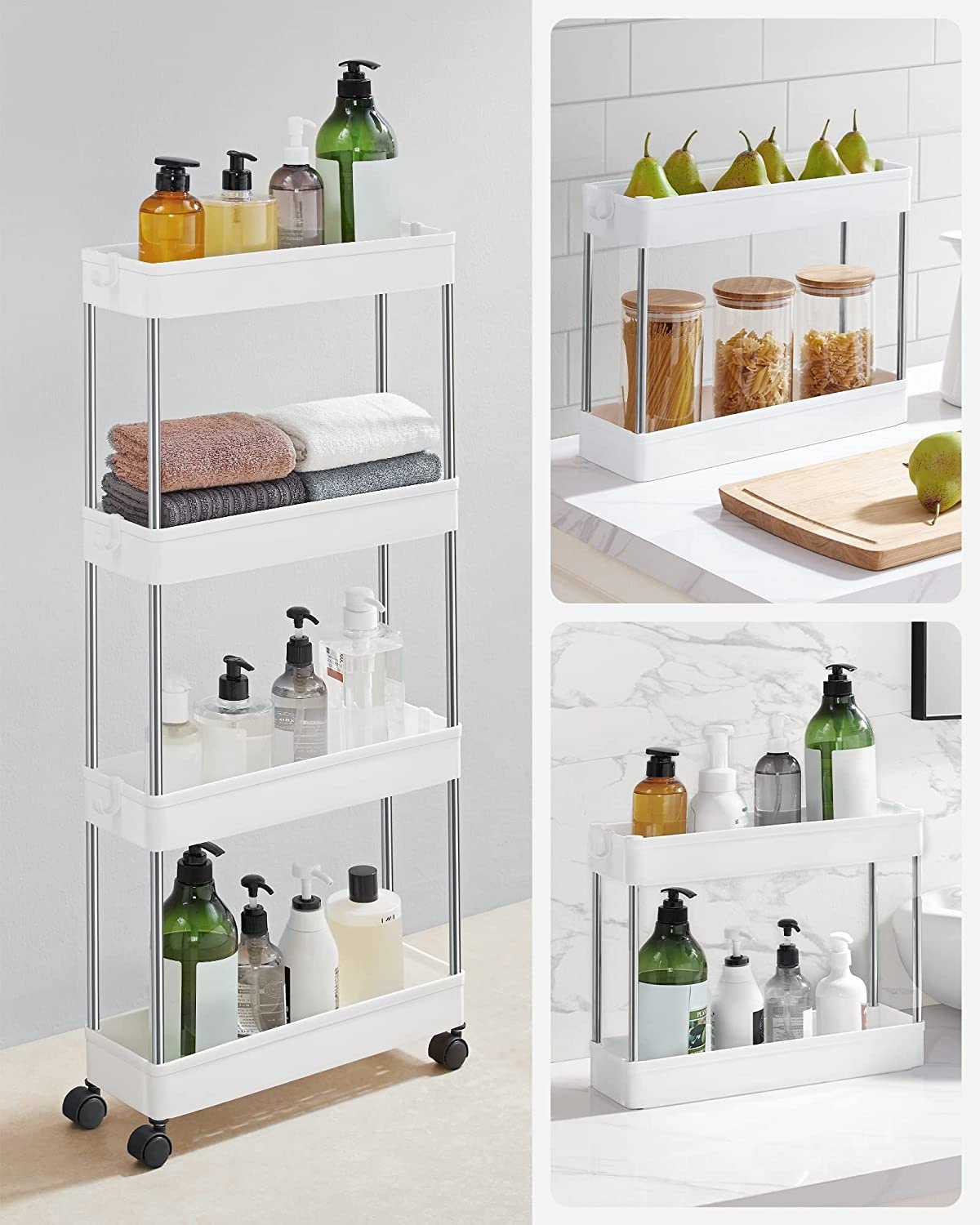 Keuken trolley met 4 etages - Wit