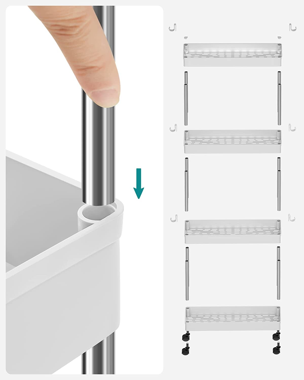 Keuken trolley met 4 etages - Wit