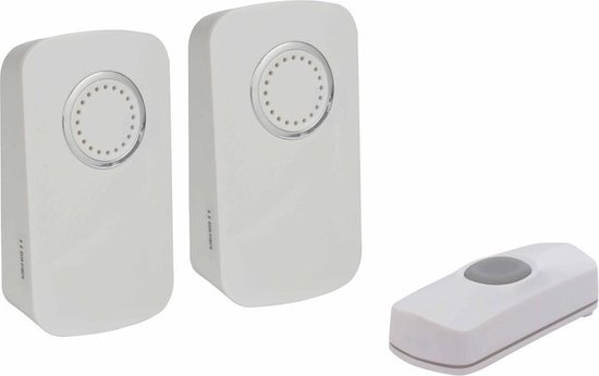 Battery-powered wireless doorbell - 2 receivers and 1 push button