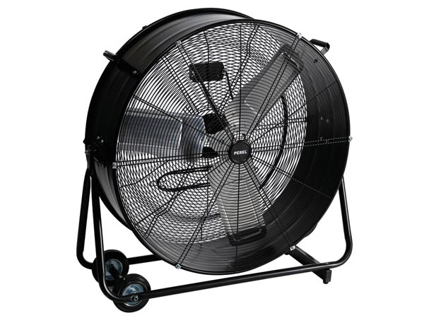Perel - Vloerventilator - Drum - Metaal - Ø 75 Cm - Zwart