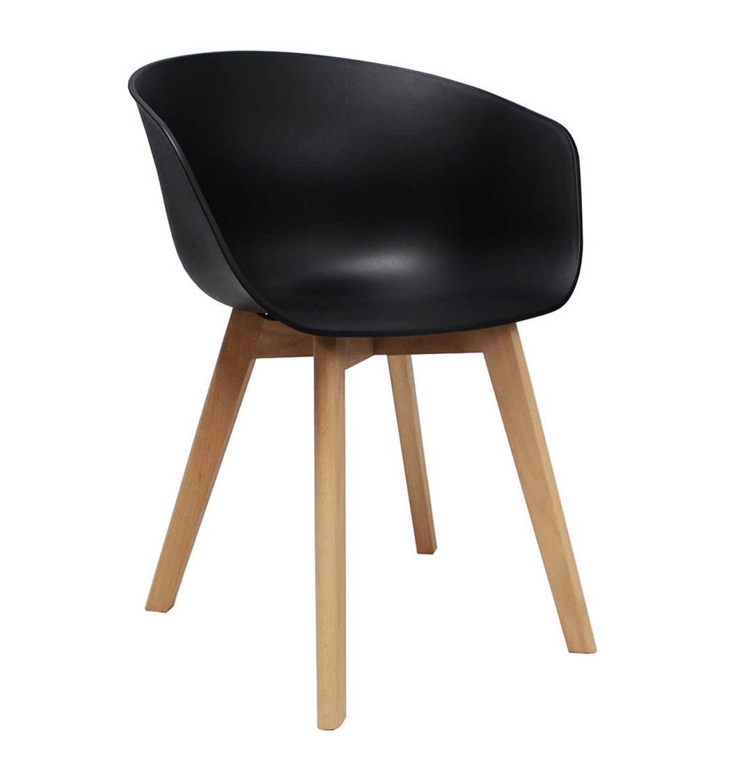 Parya Home - Noah Esszimmerstuhl - Kunststoff - Holz - Schwarz