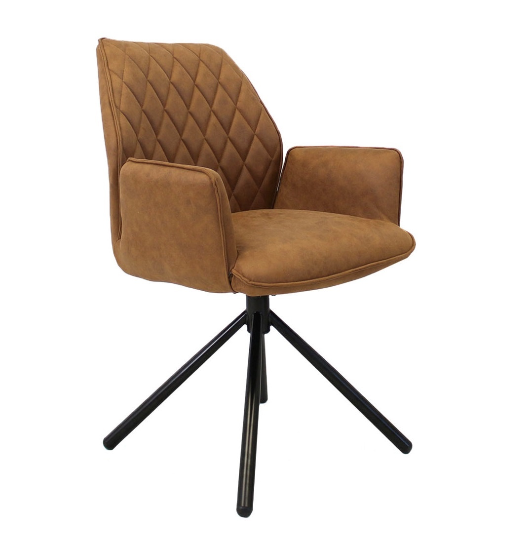 Parya Home - Donna Esszimmerstuhl - Mikrofaser - Metall - Cognac