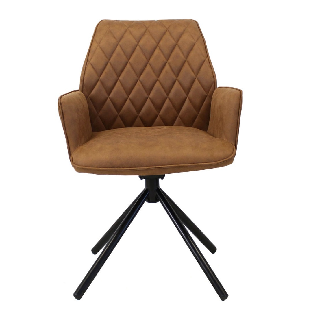 Parya Home - Donna Esszimmerstuhl - Mikrofaser - Metall - Cognac
