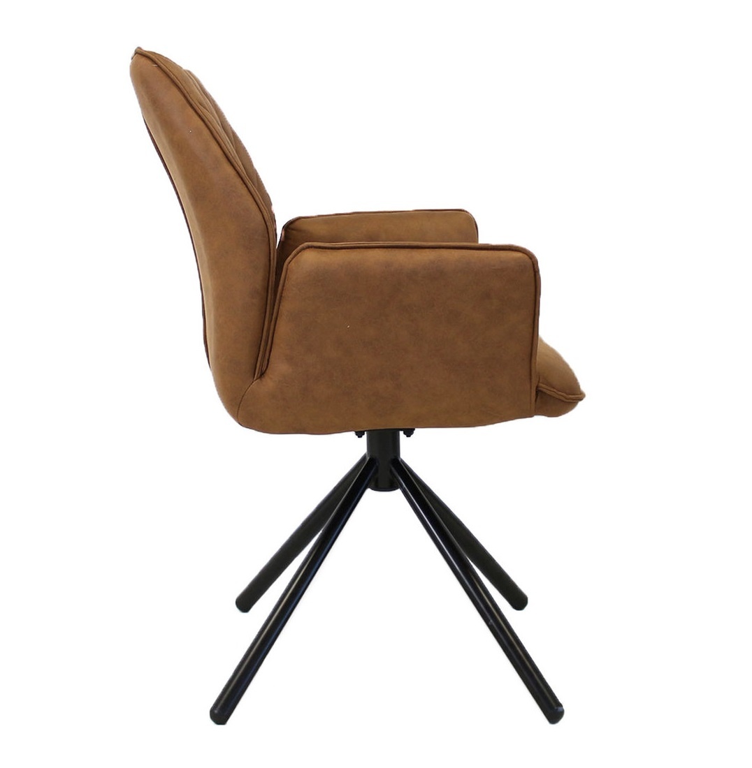 Parya Home - Donna Esszimmerstuhl - Mikrofaser - Metall - Cognac