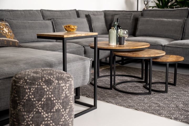 Side table Read - 38x30x65 - Natural/black - Mango wood/iron