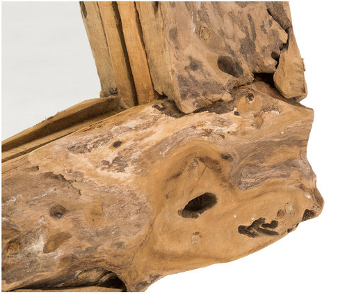 Wandspiegel - 50x50 cm - Teak-Wurzelholz