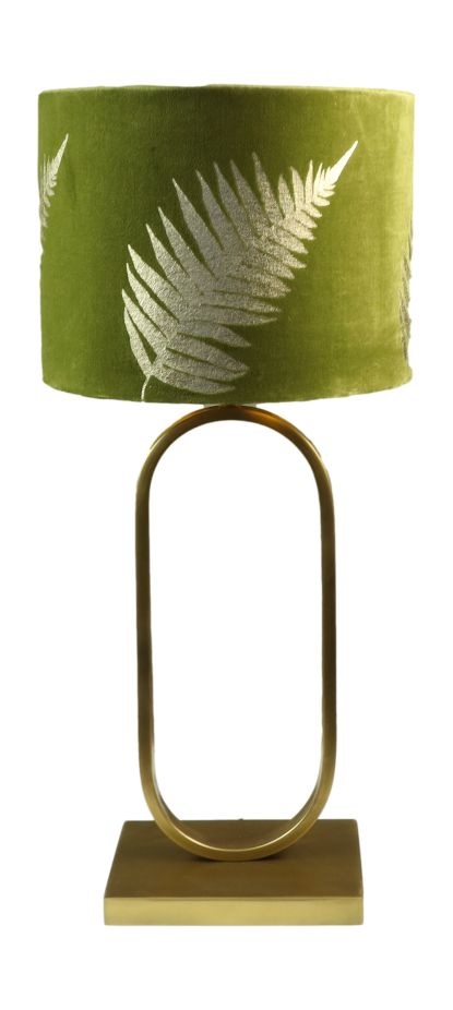 Ronde lampenkap met print - 32x32x24 - Olijfgroen/goud - Velvet