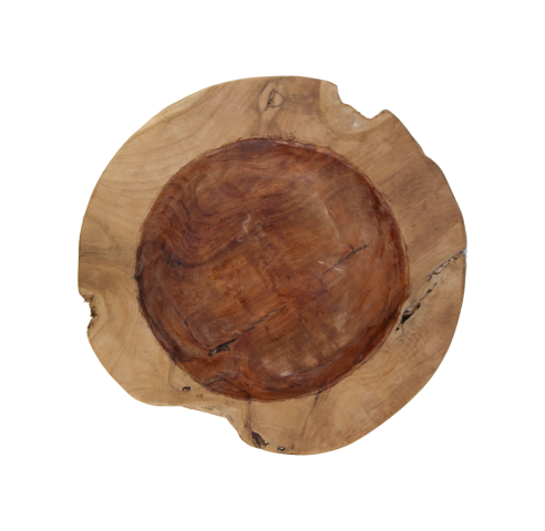 Obstschale groß - ø35-45 cm - glänzend - blank - Teakholz