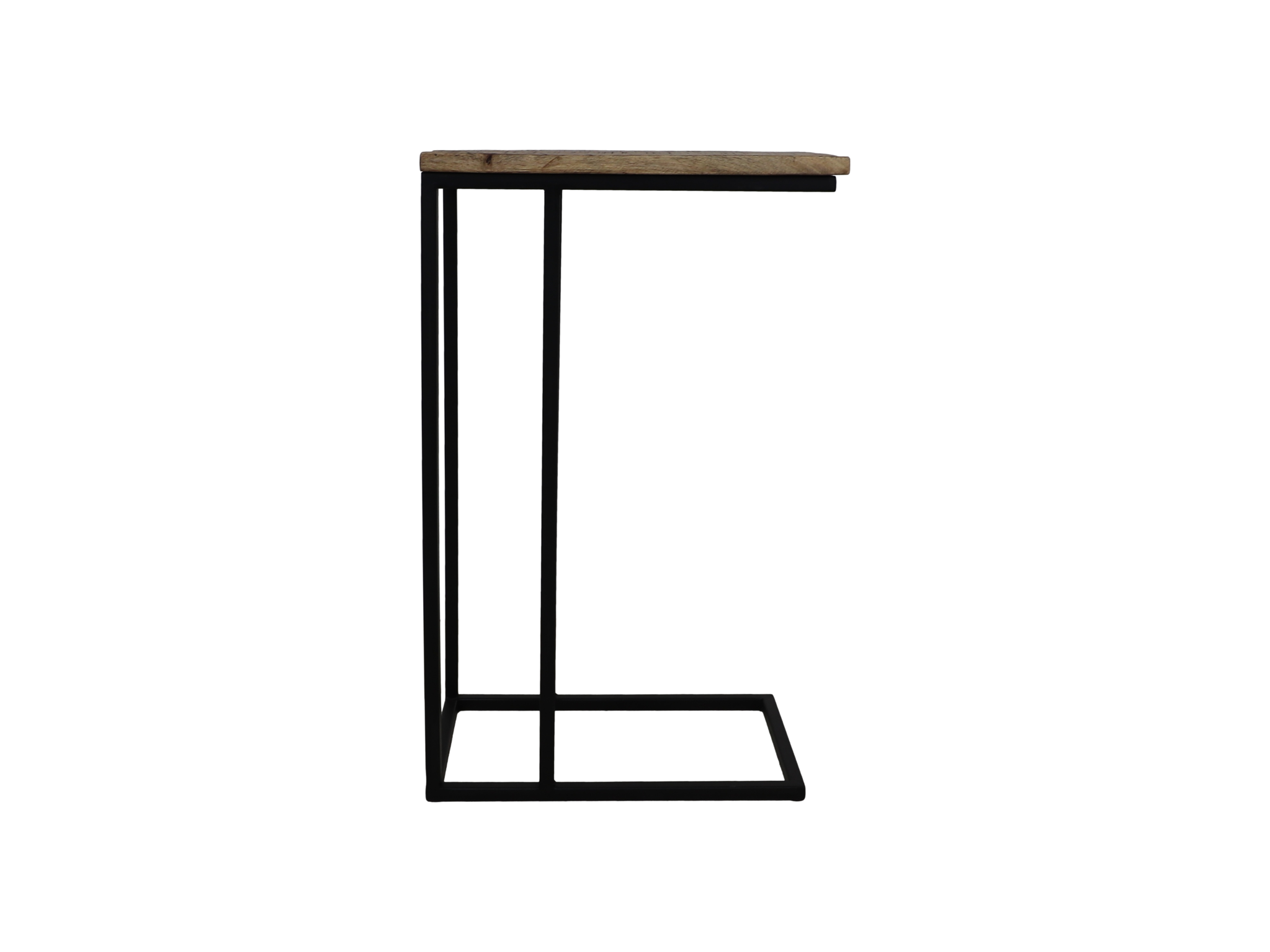 Bijzettafel - 25x40x65 - Naturel/zwart - Mangohout/ijzer