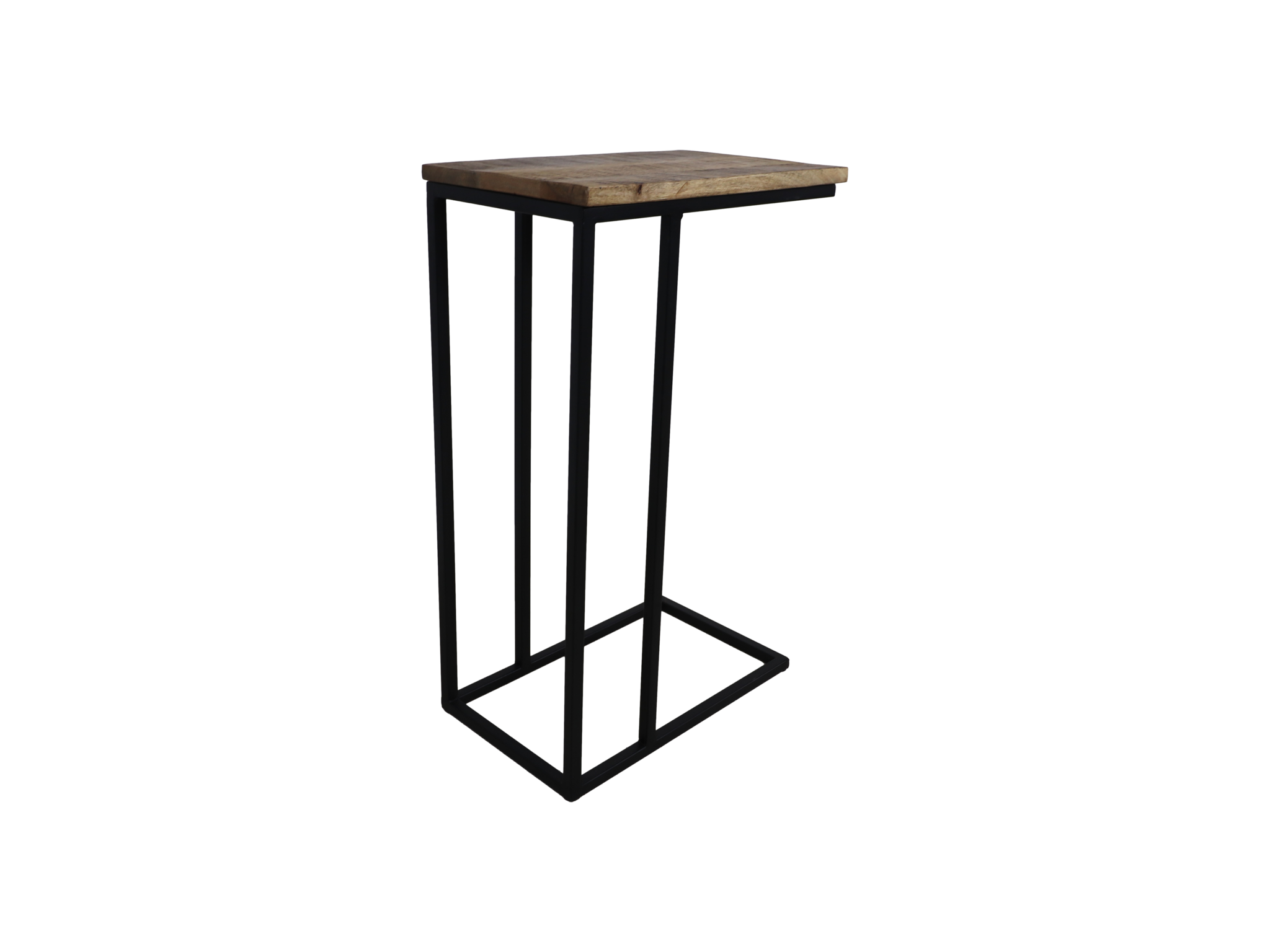Bijzettafel - 25x40x65 - Naturel/zwart - Mangohout/ijzer