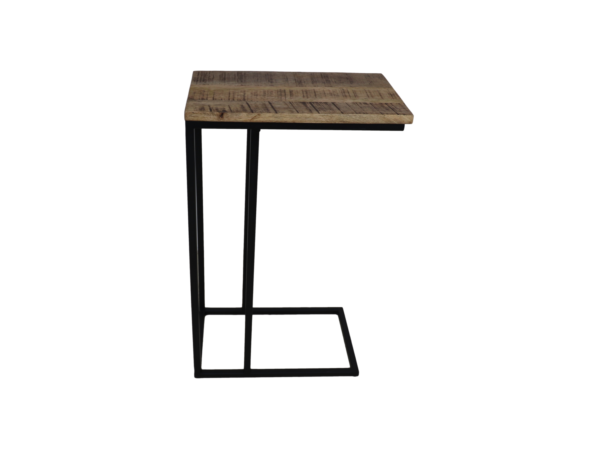 Bijzettafel - 25x40x65 - Naturel/zwart - Mangohout/ijzer