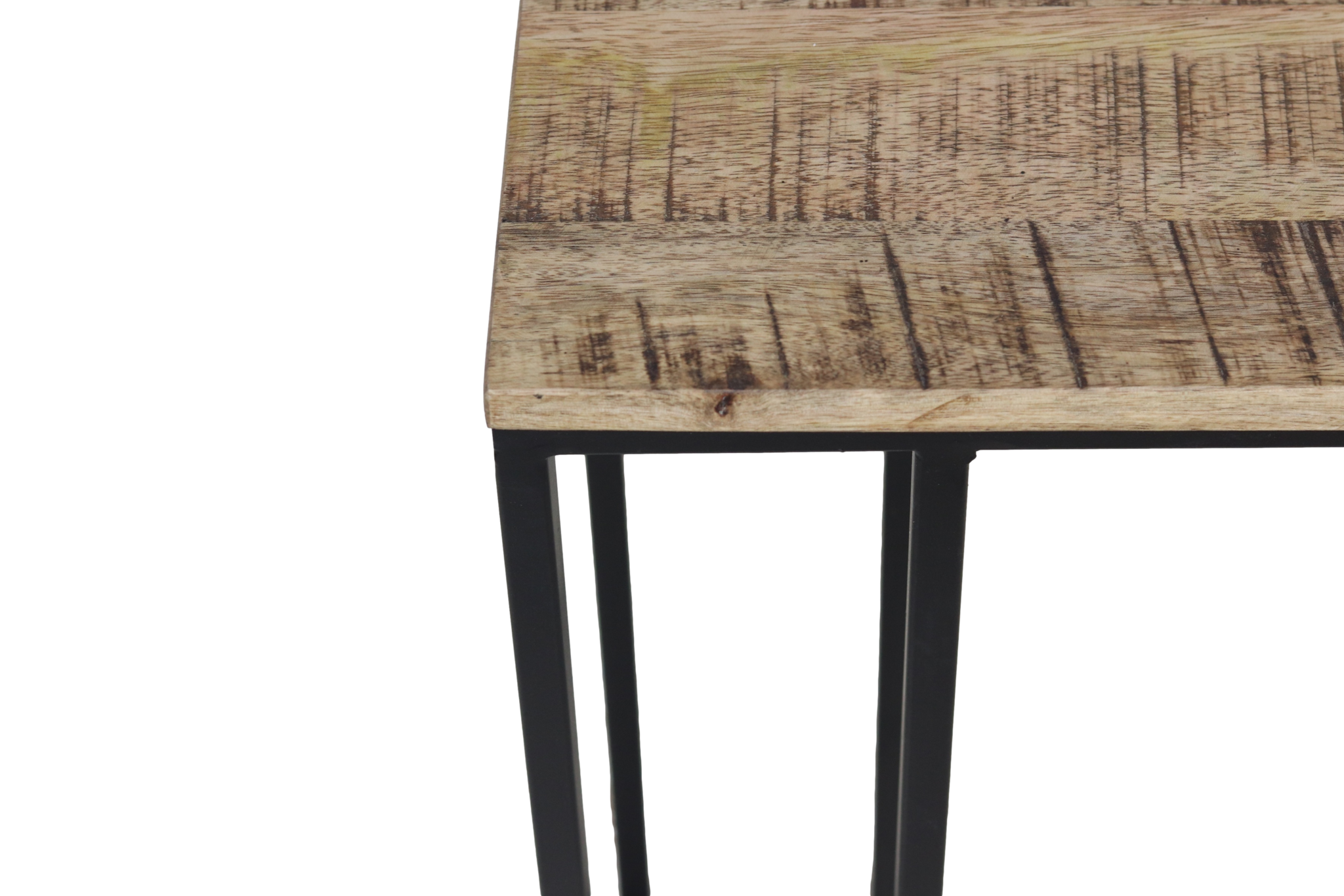 Bijzettafel - 25x40x65 - Naturel/zwart - Mangohout/ijzer