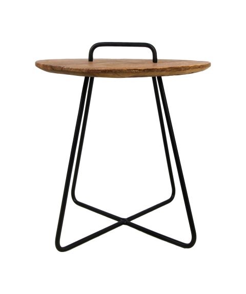 Beistelltisch Madison - 45x45x50- Natur/Schwarz - Teak/Metall