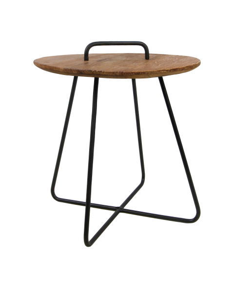 Beistelltisch Madison - 45x45x50- Natur/Schwarz - Teak/Metall