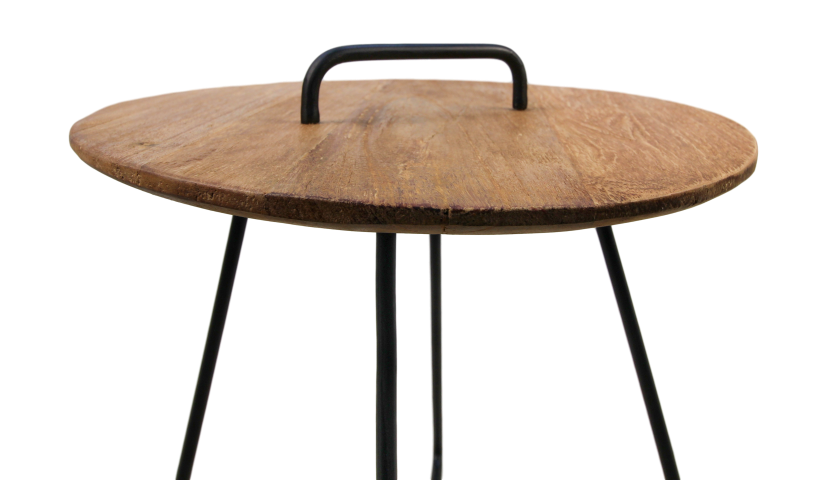 Beistelltisch Madison - 45x45x50- Natur/Schwarz - Teak/Metall