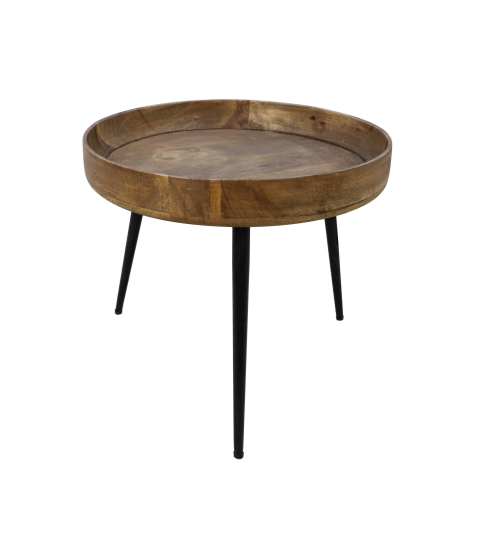 Bijzettafel Ventura - ø50 cm - mangohout/ijzer - naturel