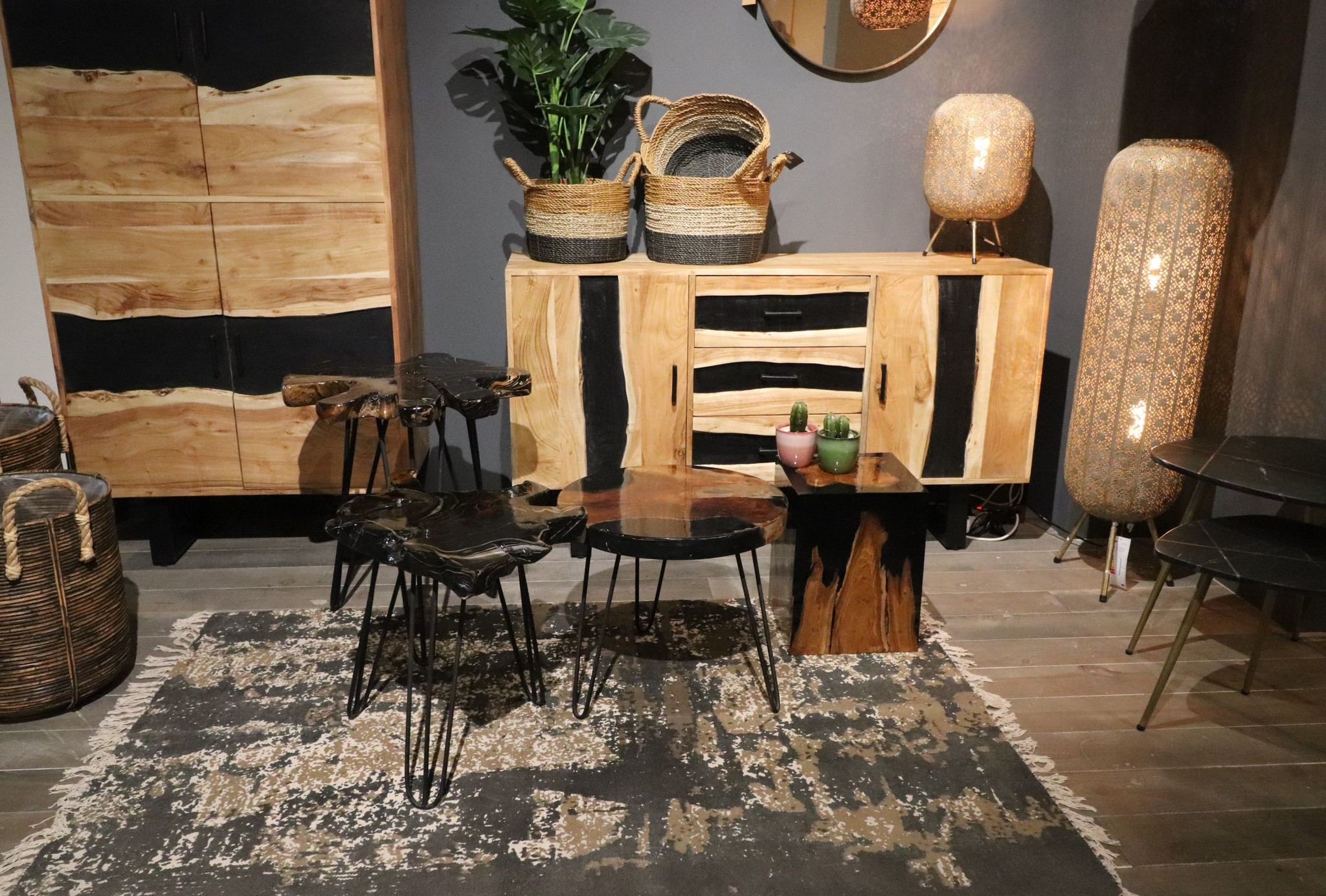 Side table round - ø45-55x40 - Teak/Epoxy