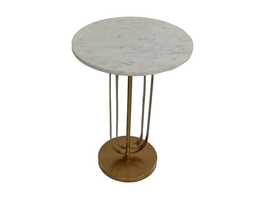 Ronde bijzettafel - ø44x55 - Wit/goud - Marmer/metaal