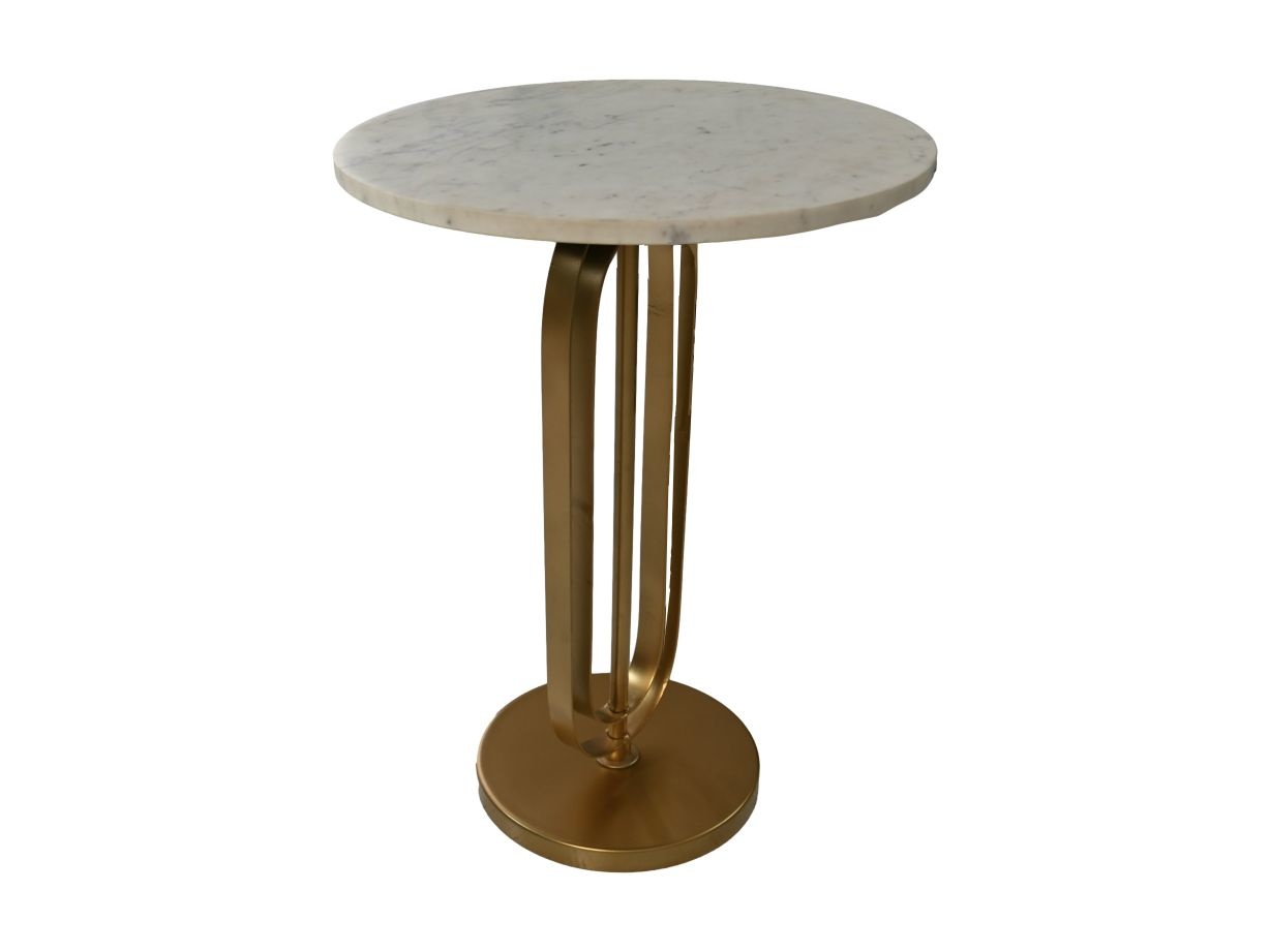 Ronde bijzettafel - ø44x55 - Wit/goud - Marmer/metaal