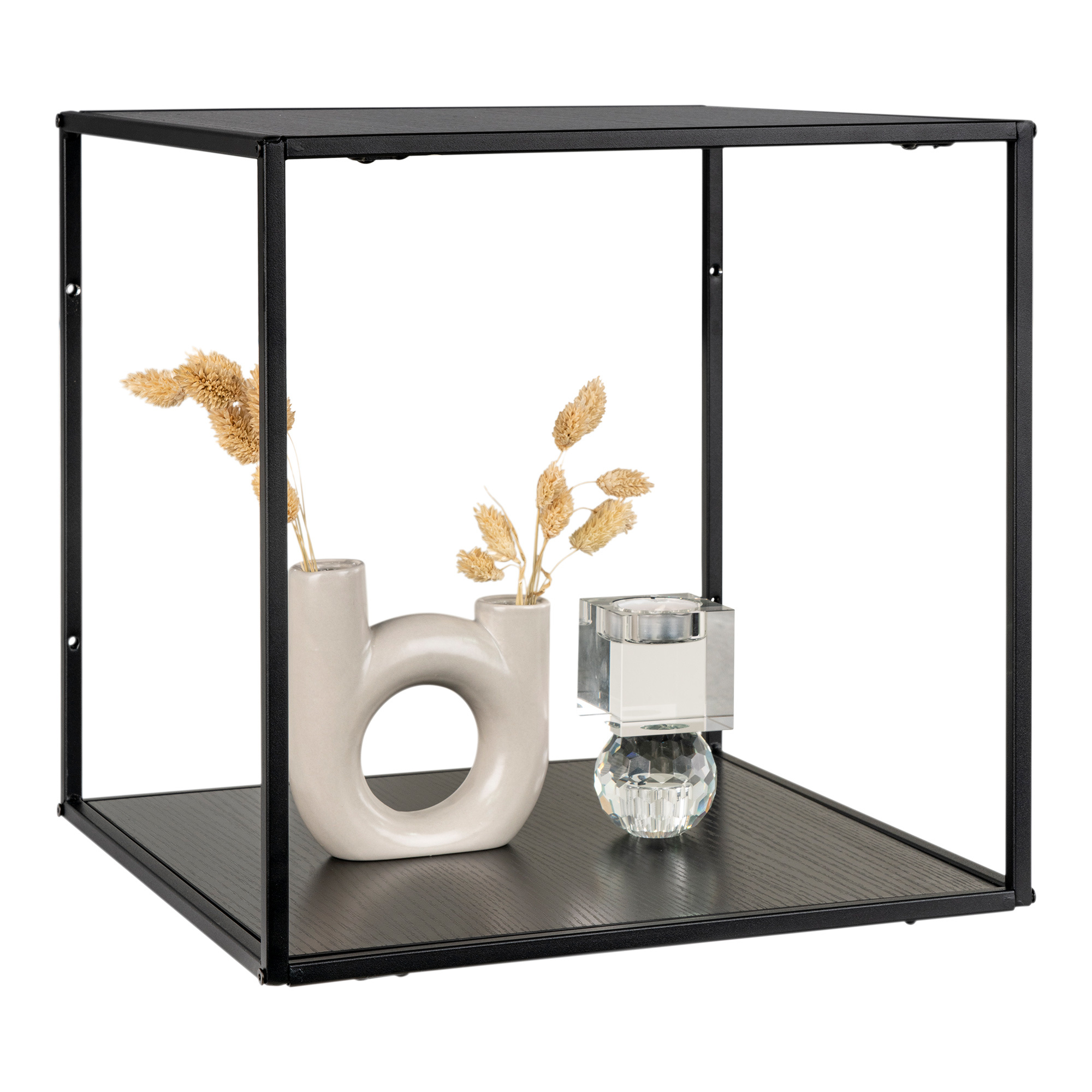 Vita Wallshelf - Plank met zwart frame en zwarte planken 36x36x36 cm