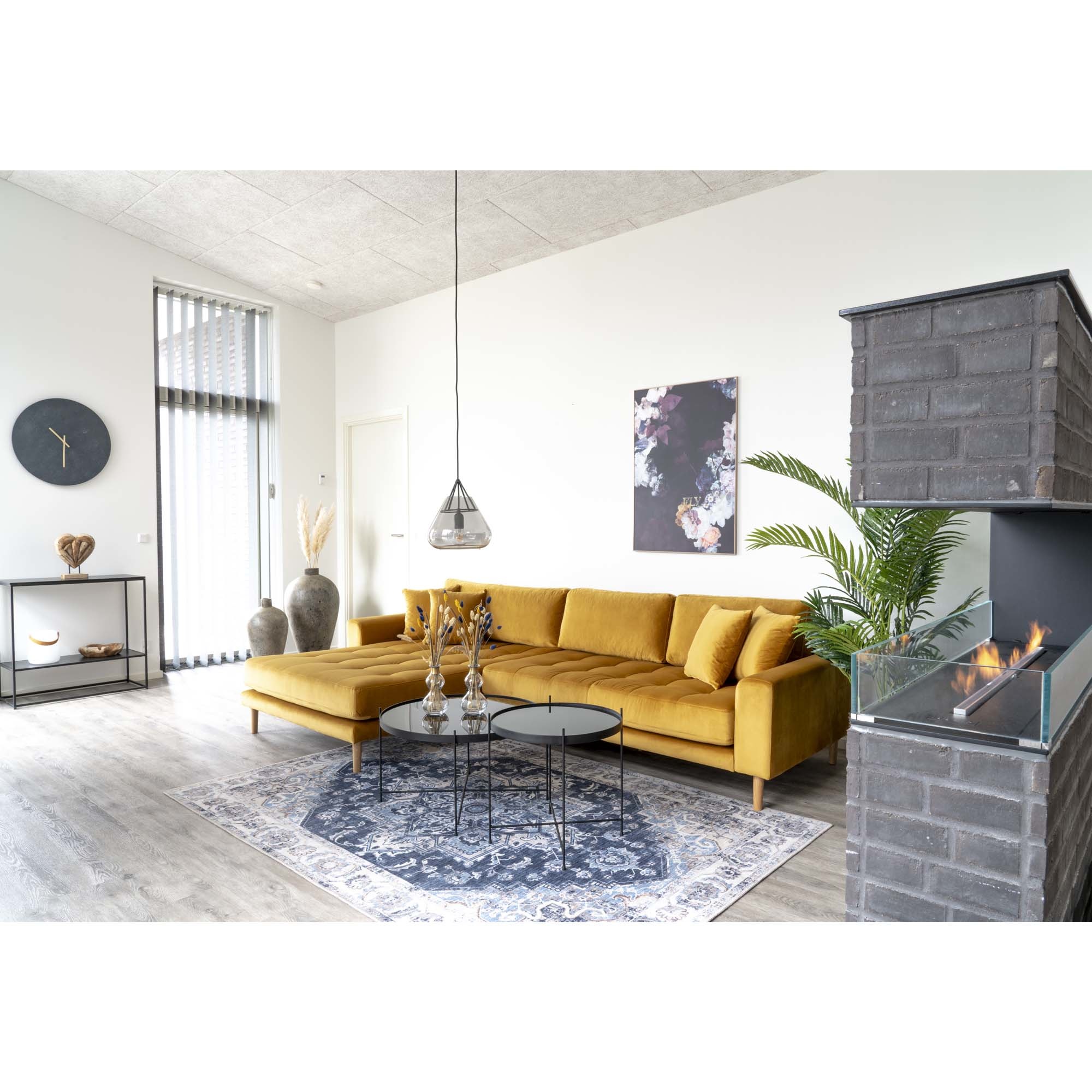 Venezia Couchtisch - Couchtisch schwarz pulverbeschichteter Stahl mit Glas -48xh48cm
