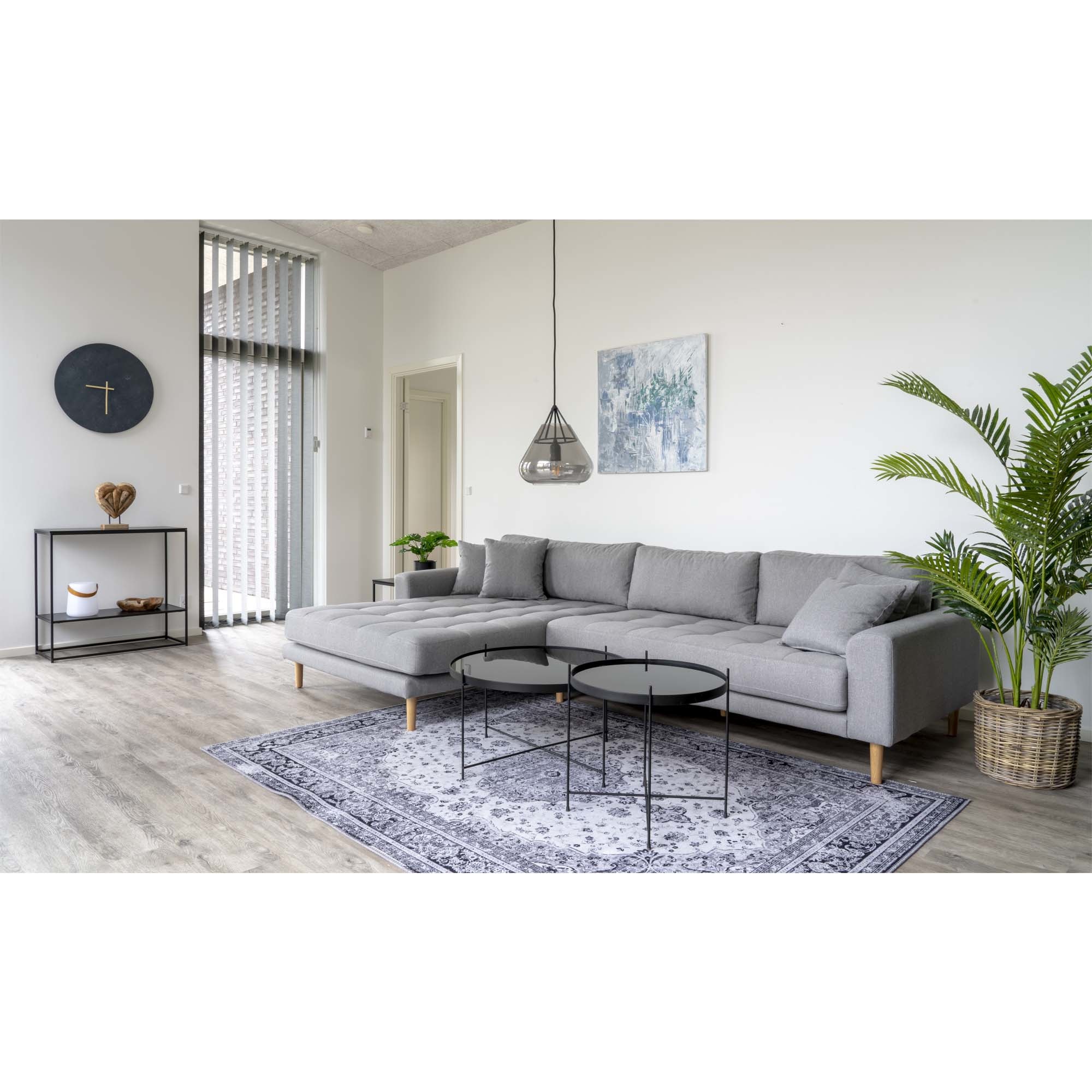 Venezia Couchtisch - Couchtisch schwarz pulverbeschichteter Stahl mit Glas -48xh48cm