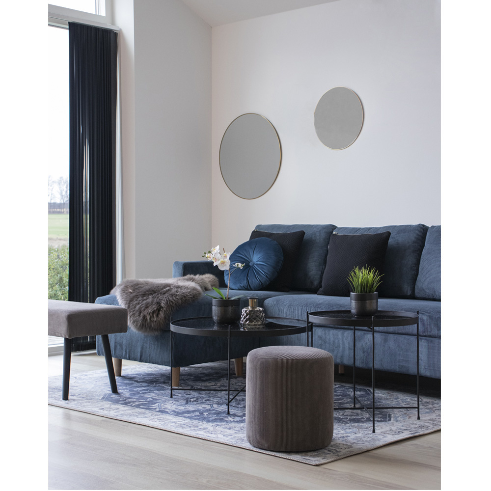 Venezia Couchtisch - Couchtisch schwarz pulverbeschichteter Stahl mit Glas -48xh48cm