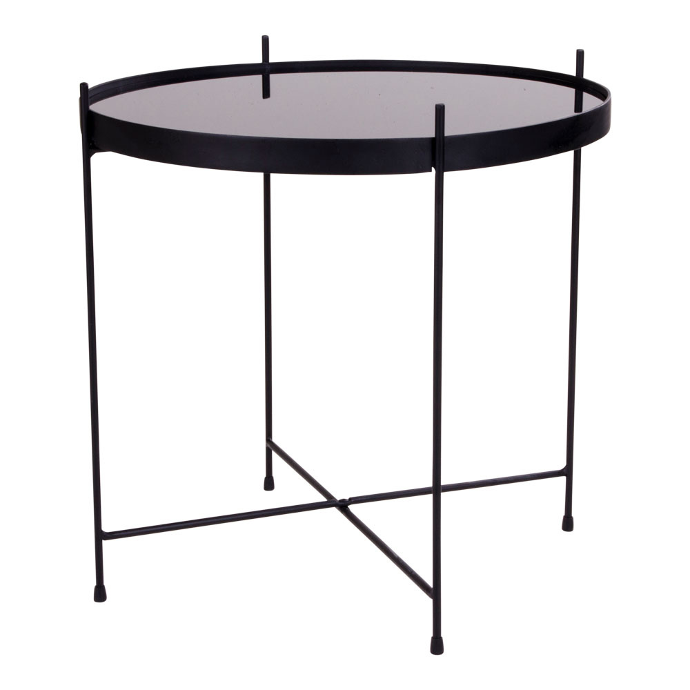 Venezia Couchtisch - Couchtisch schwarz pulverbeschichteter Stahl mit Glas -48xh48cm