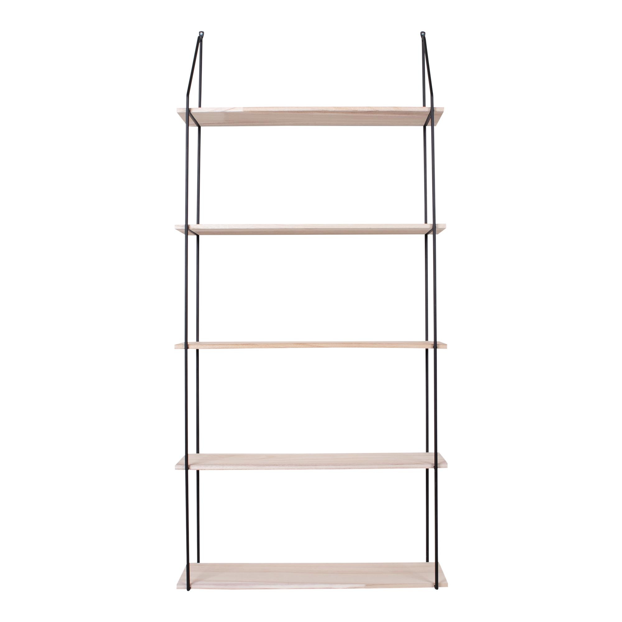 Eindhoven Shelf - Shelf met zwart frame en 5 naturel houten planken