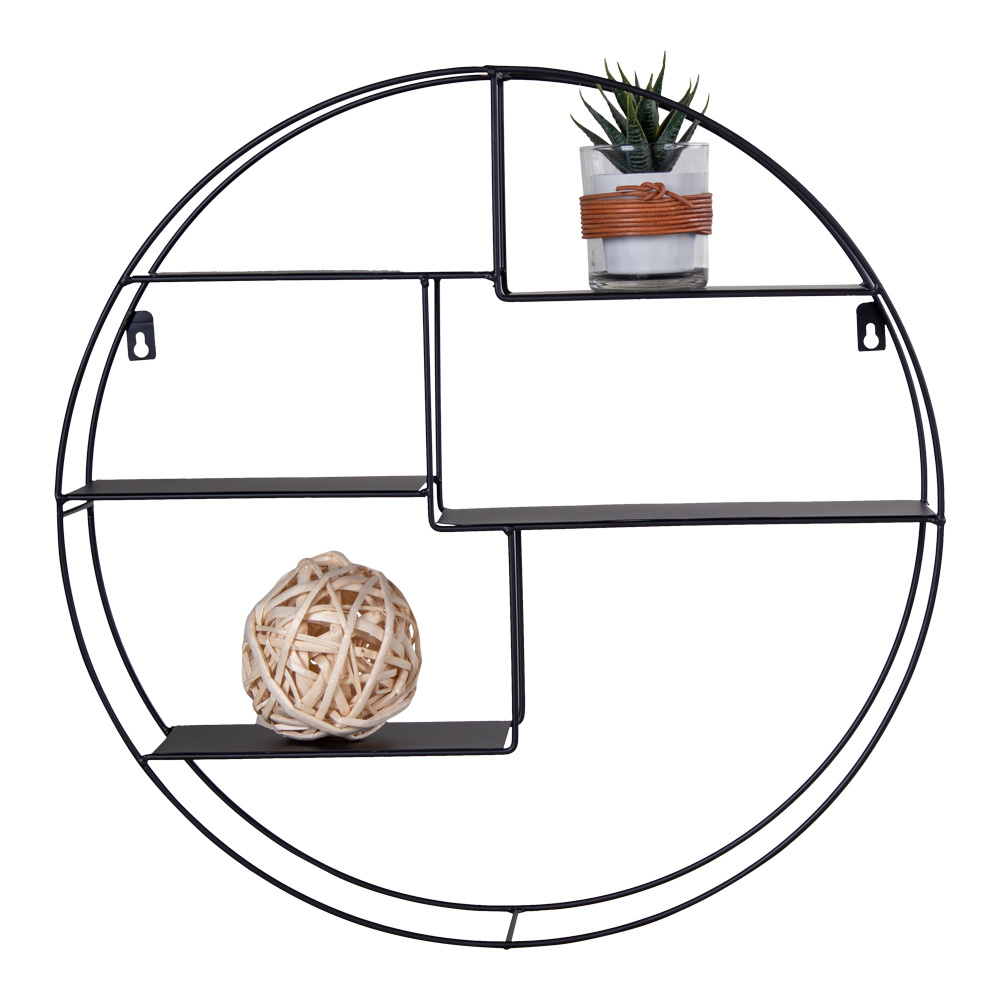 Genk Shelf - Round shelf with black frame