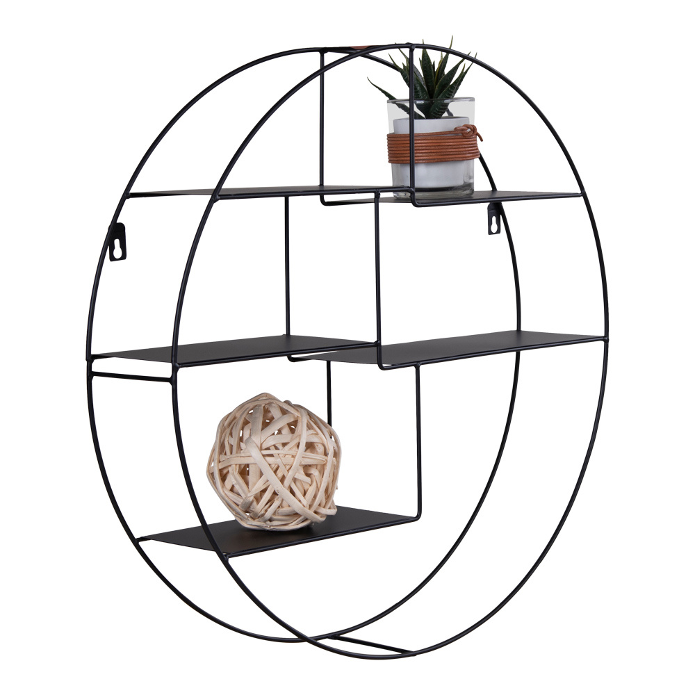 Genk Shelf - Ronde plank met zwarte lijst- 47,5 x 10 cm