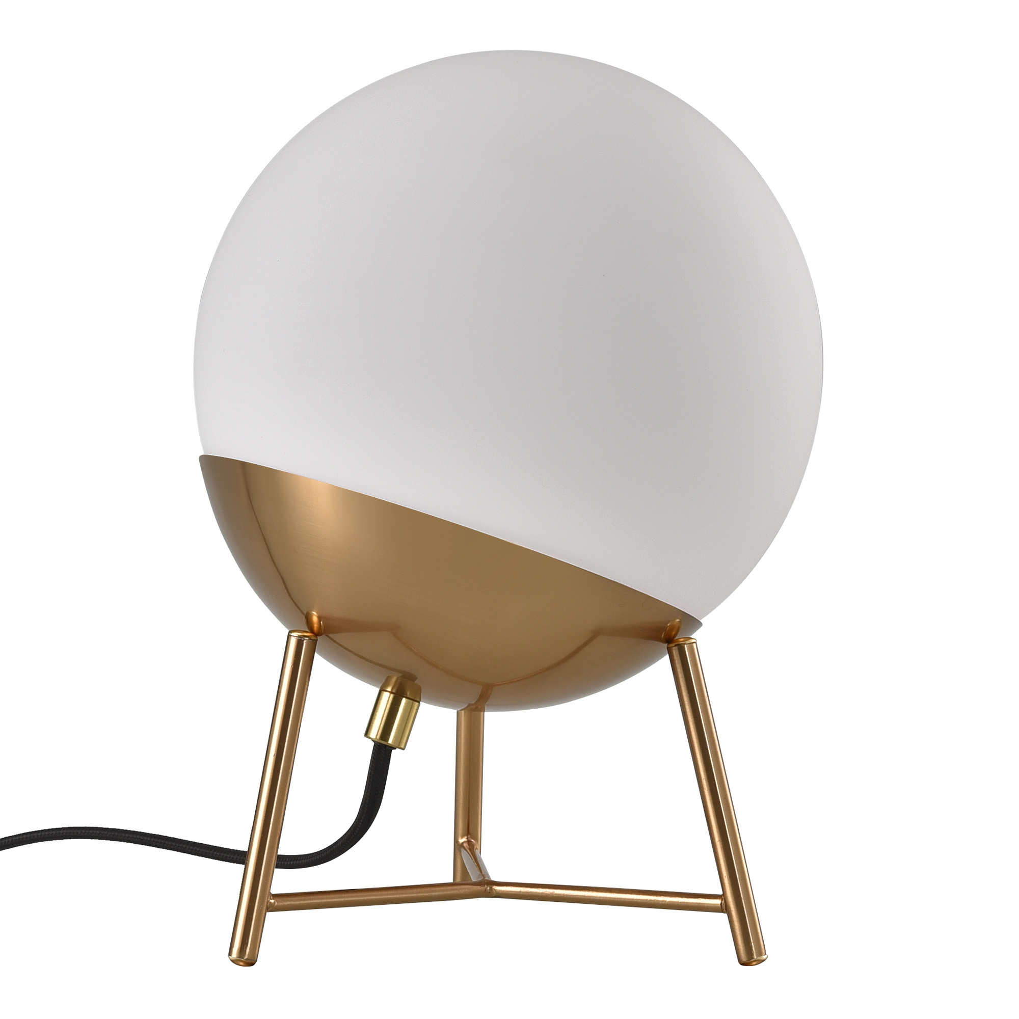 Chelsea Tafellamp - Lamp in bolvormig wit glas en messing fitting, 150 cm stoffen snoer 150 cm stoffen snoer Lamp: E27/40W