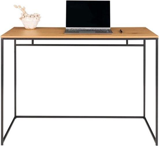 Vita Bureau - Schreibtisch mit schwarzem Gestell und Platte in Eichenoptik 100x45x75 cm