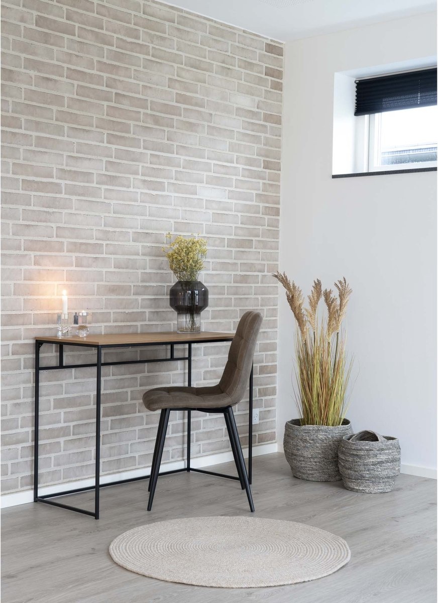 Vita Bureau - Schreibtisch mit schwarzem Gestell und Platte in Eichenoptik 100x45x75 cm