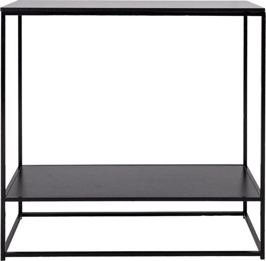 Vita Console Tafel - Console tafel met zwart frame en twee zwarte planken 80x36x80 cm