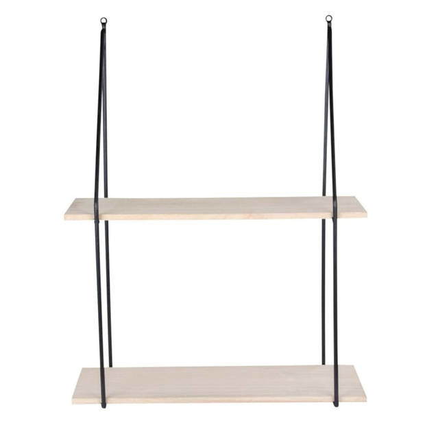 Haag Shelf - plank met zwart frame en 2 natuurlijke houten planken