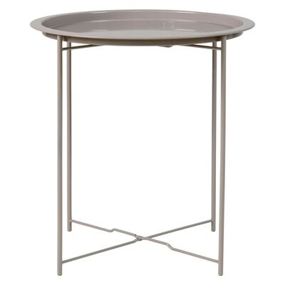 Bastia Side Table - Side table in beige grey powder-coated steel -47x50.5 cm