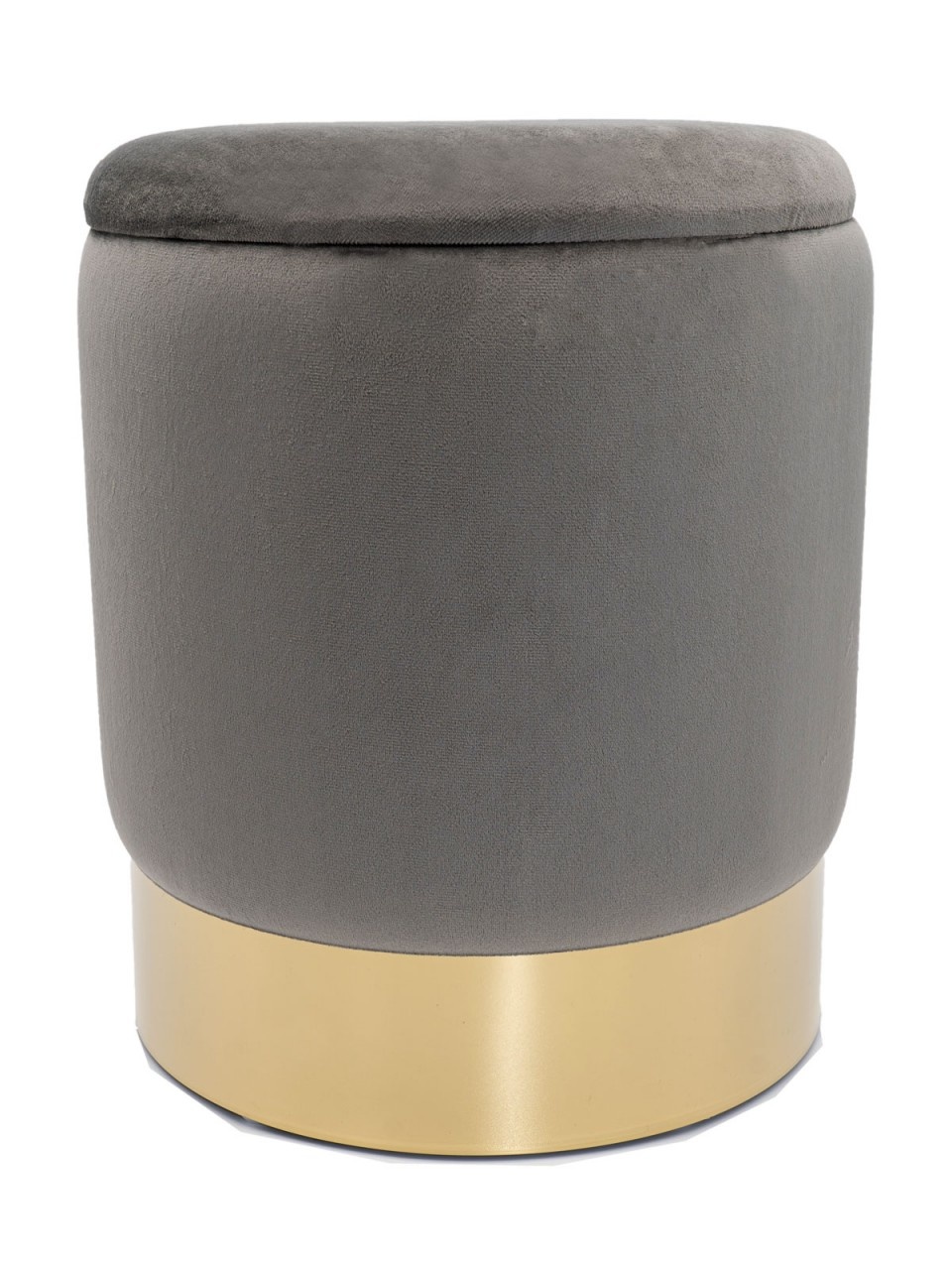 Hocker - Hocker aus Samt - Mit Ablagefläche - Hellgrau - Ø 31 x H 38 cm