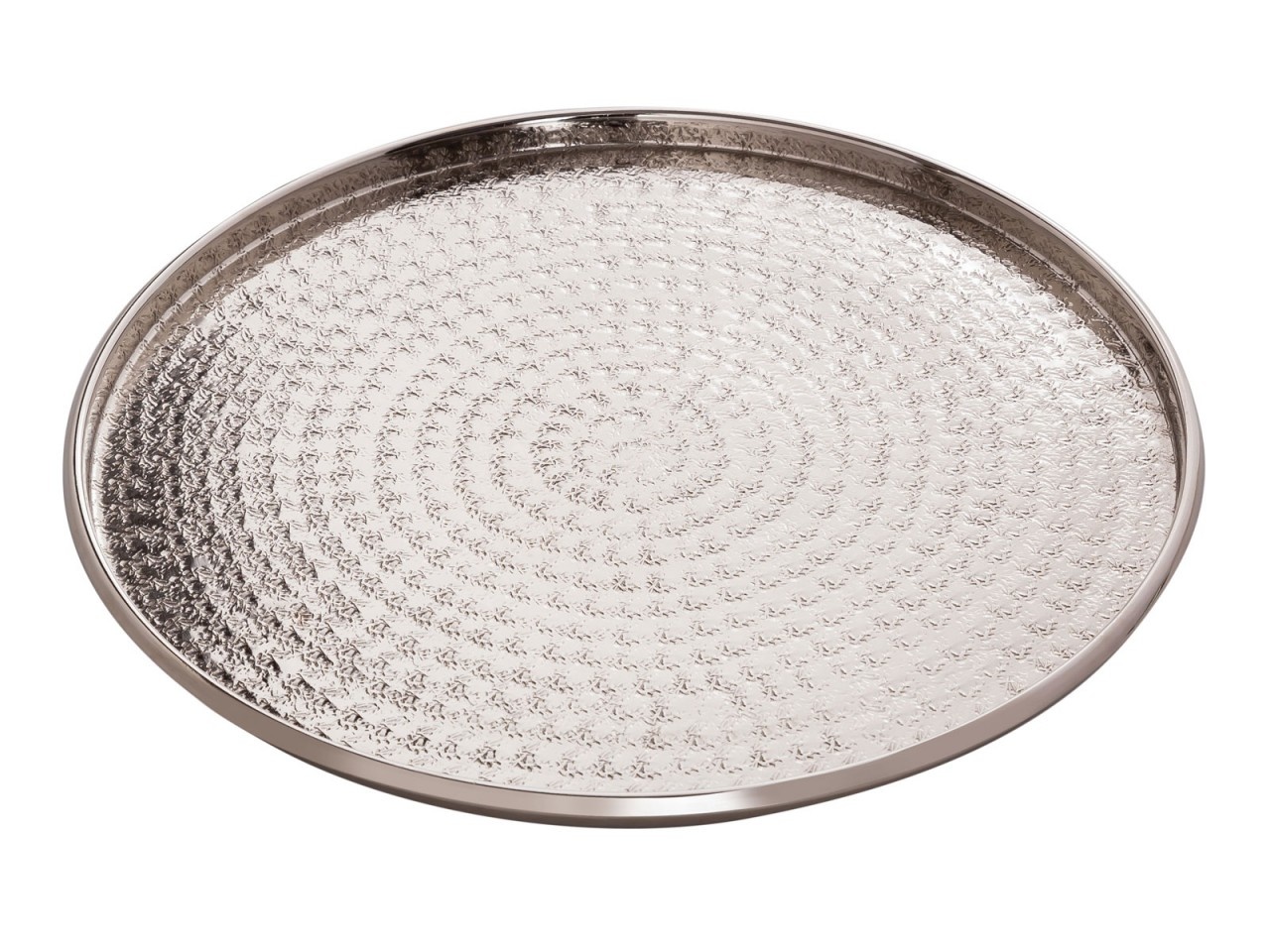 Dekoratives Tablett ø 40 cm Kerzentablett aus Metall Rund - Silber - Metall