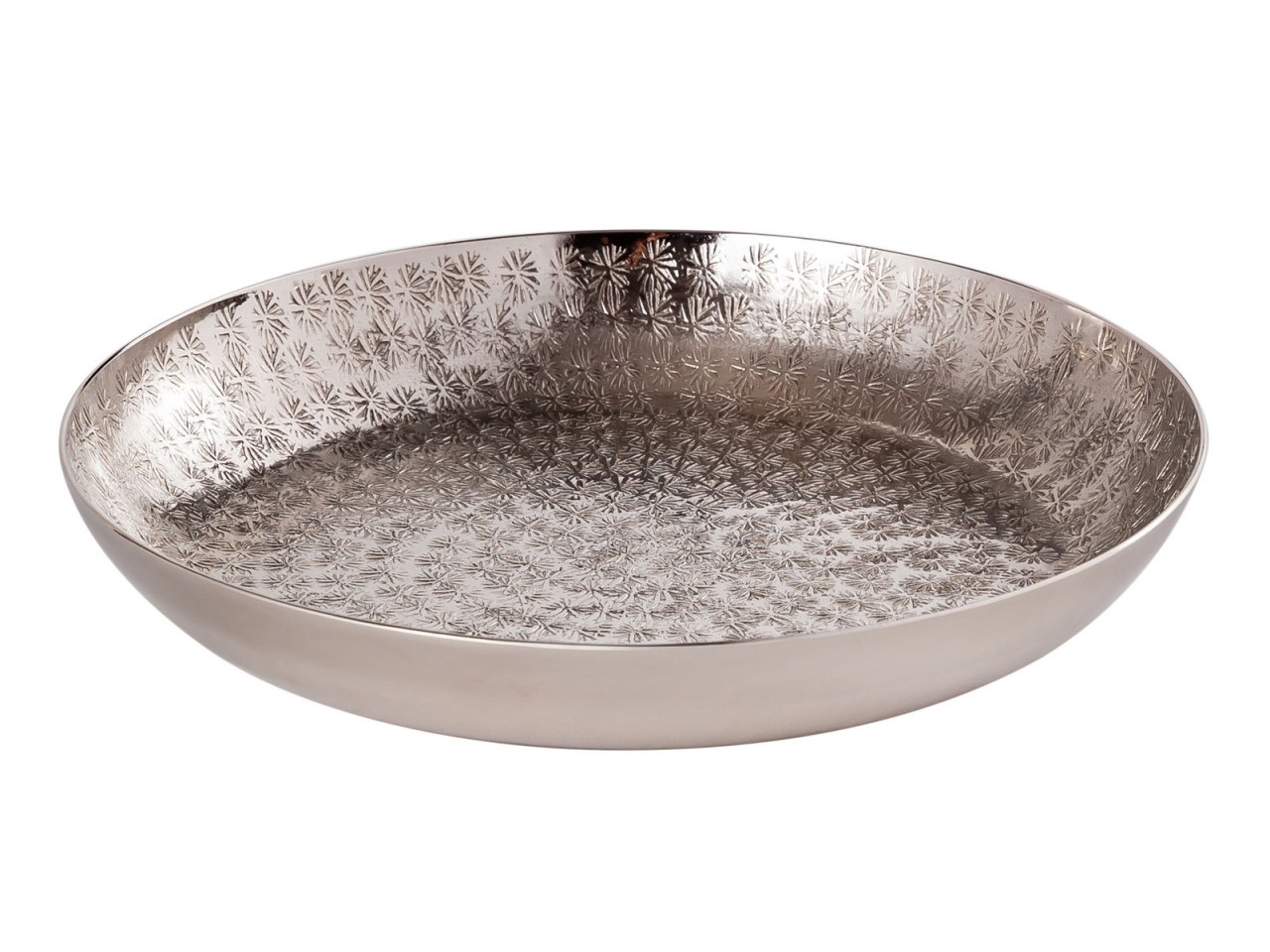 Parya Home - Dekoratives Tablett ø 28 cm Tablett Metall Kerzentablett rund - Silber - Metall