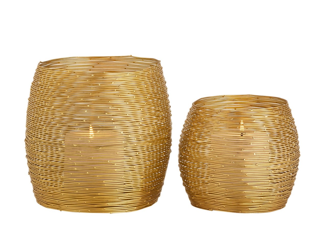Parya Home - Theelichthouder - Set van 2 - Lantaarns - 15/13 x H 18/15 cm - Goud