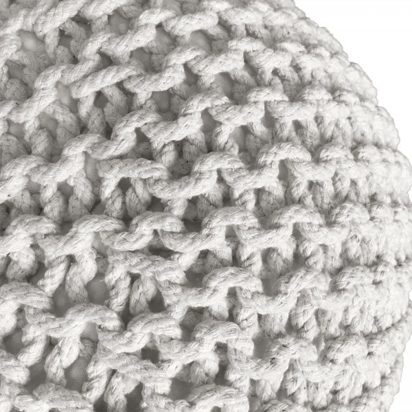 Fußhocker - Set 3-teilig - Ø 55 cm x 37cm - Weiß - Grobgestrickte Optik