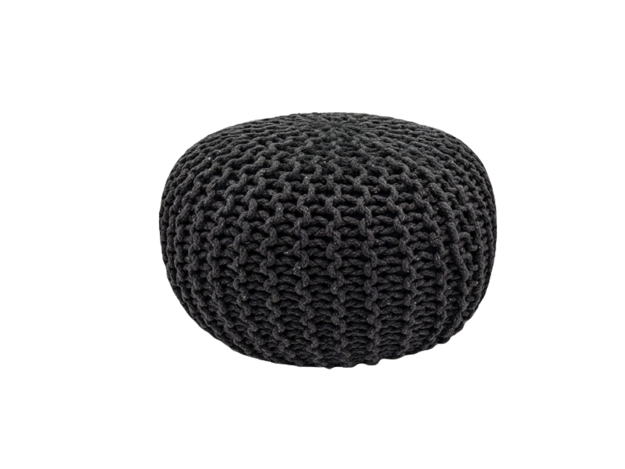 Fußhocker - Hocker - Ø 55 cm x 37cm - Steingrau - Grobstrickoptik - Langlebig