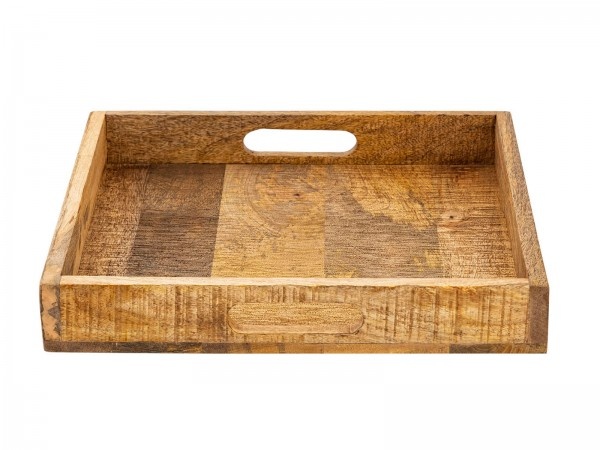 Parya Home - Holztablett Dekoratives Serviertablett Quadratisch 40x40cm - Braun - Mangoholz
