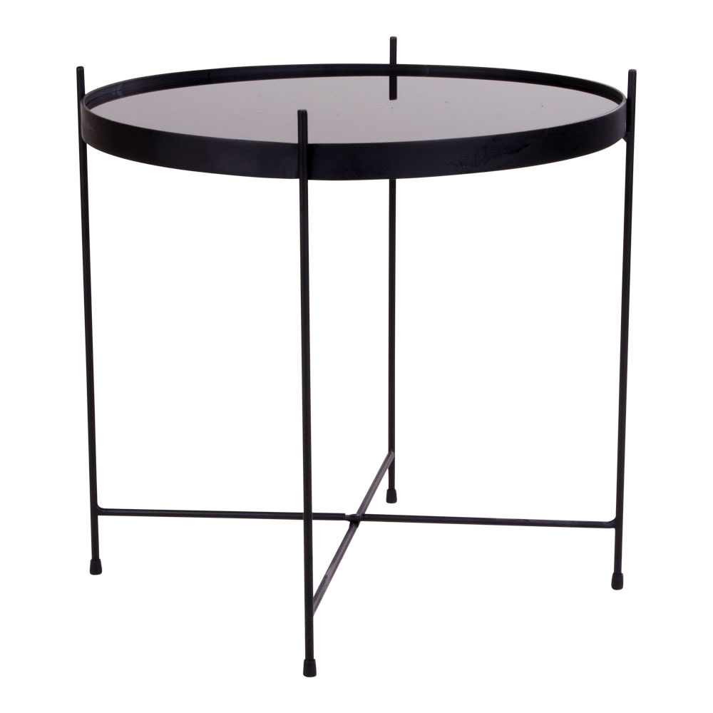 Venezia Couchtisch - Couchtisch schwarz pulverbeschichteter Stahl mit Glas -48xh48cm