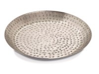 Parya Home - Dekoratives Tablett ø 28 cm rundes Serviertablett - Silber - Metall