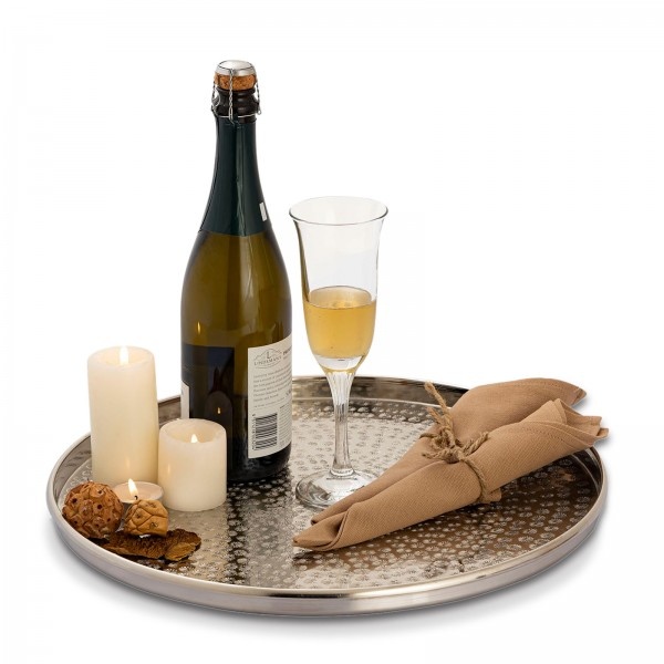 Parya Home - Dekoratives Tablett ø 40 cm Kerzentablett aus Metall rund - Gold - Metall