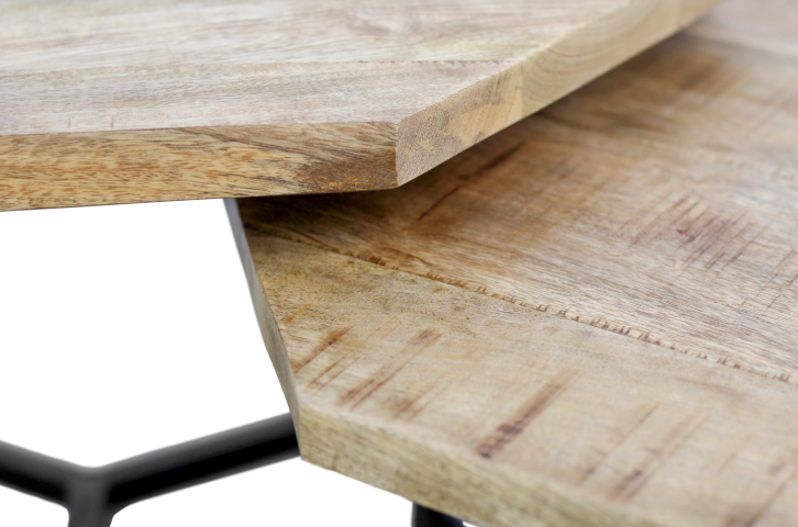 Salontafel Urban - mangohout/ijzer -black - set van 2 - 72W x 41H x 72L cm