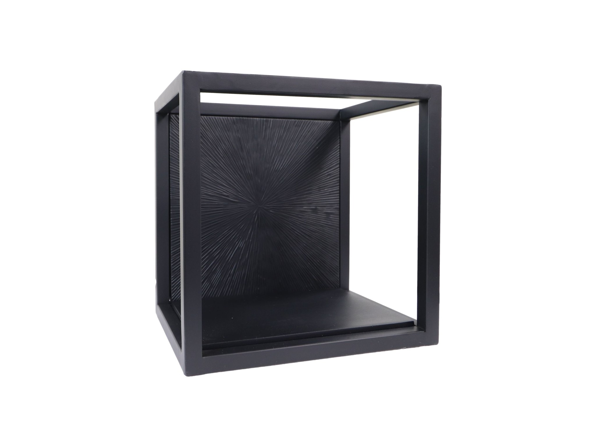 Wandbox Fletcher - 25x18x25 - Zwart - Ijzer/Aluminium/Mangohout