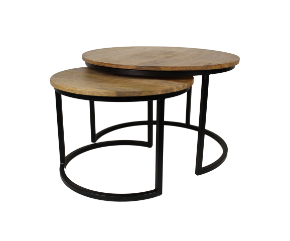 Salontafel Ronin - 60 cm - Mangohout/ijzer - Set van 2 Salontafel Ronin - 60 cm - Mangohout/ijzer - Set van 2